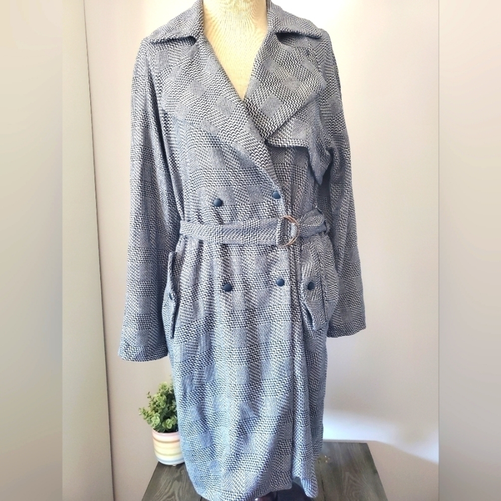 Top shop size 8 blue and white  checked trench.